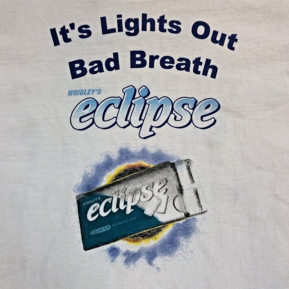 Vintage Wrigleys Eclipse Polar Ice Gum Bad Breath Most Wanted T-Shirt Large USA - Picture 9 of 10